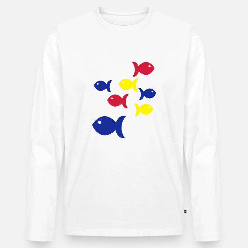 fische - Männer Premium Bio Langarmshirt - Weiß