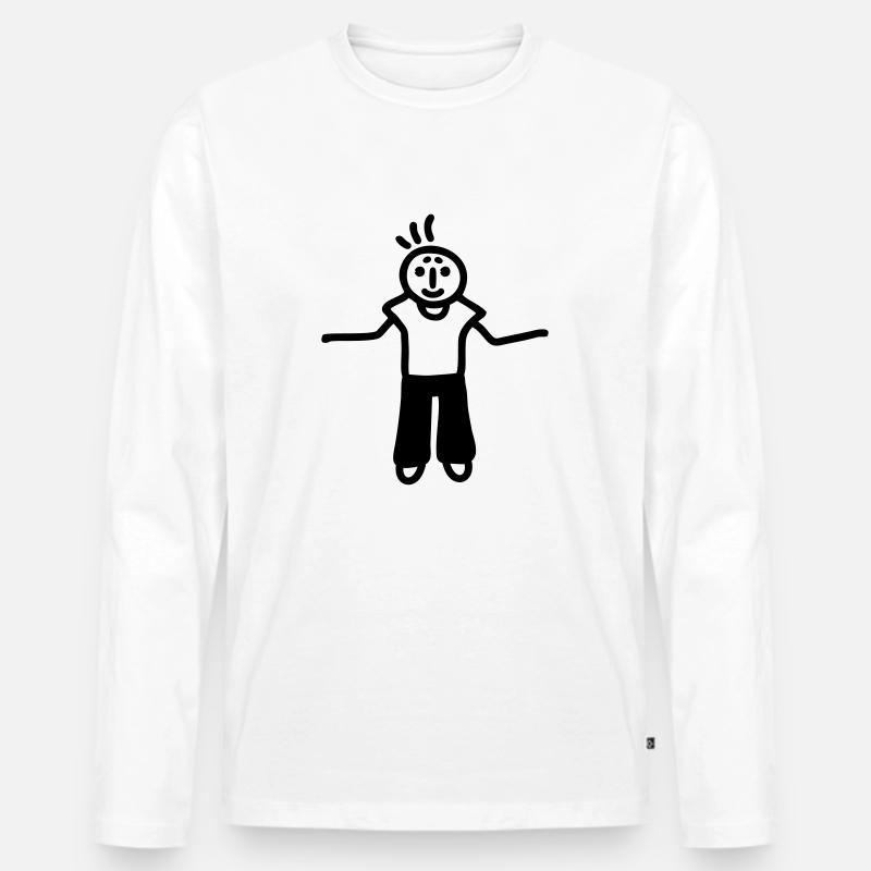 Strichmännchen egal - Männer Premium Bio Langarmshirt - Weiß