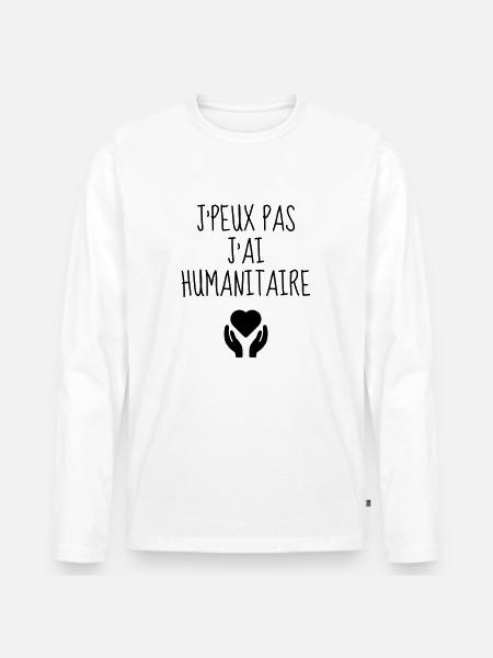Volunteer Humanitarian Freiwilliger Bénévole - Men's Premium Organic Long Sleeve Shirt - white