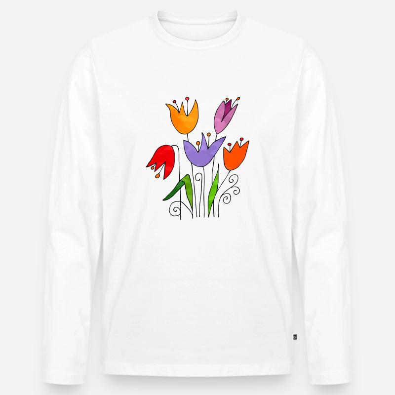 Blumen - Männer Premium Bio Langarmshirt - Weiß