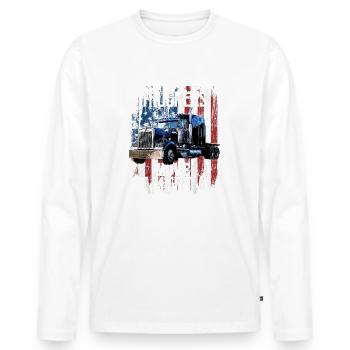 Drapeau camion américain - T-shirt manches longues Premium bio Homme - blanc - Devant - Nico (187cm)