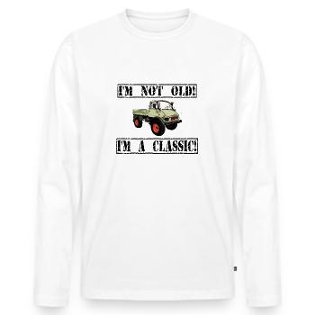 Je ne suis pas vieux - Je suis un classique / Unimog - T-shirt manches longues Premium bio Homme - blanc - Devant - Nico (187cm)