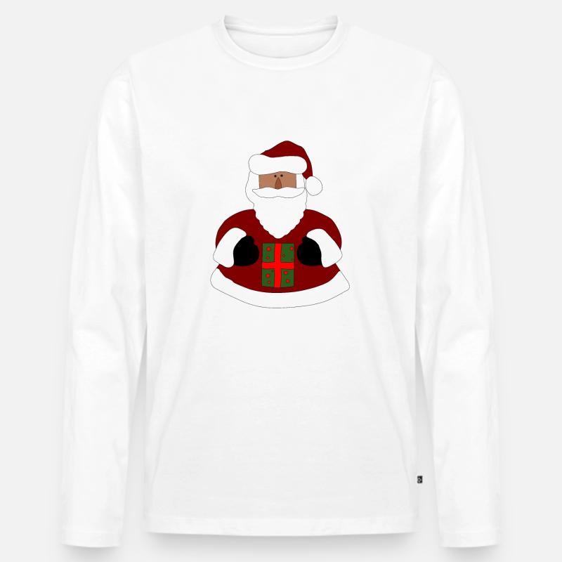 Weihnachtsmann mit Geschenk - Männer Premium Bio Langarmshirt - Weiß