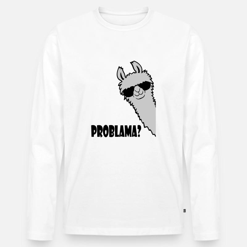 Problama Frage Lama - Männer Premium Bio Langarmshirt - Weiß