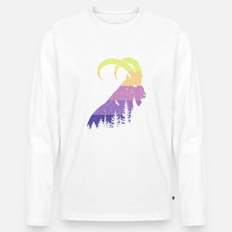 Steinbock - Männer Premium Bio Langarmshirt - Weiß