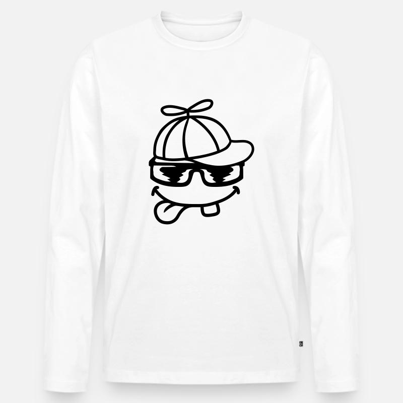 Gesicht Comic Propellermütze Windrad - Männer Premium Bio Langarmshirt - Weiß