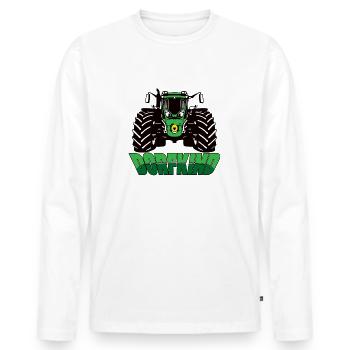 Dorfkind - Trecker, Traktor, Landwirtschaft, Agrar - Männer Premium Bio Langarmshirt - Weiß - Vorne - Nico (187cm)