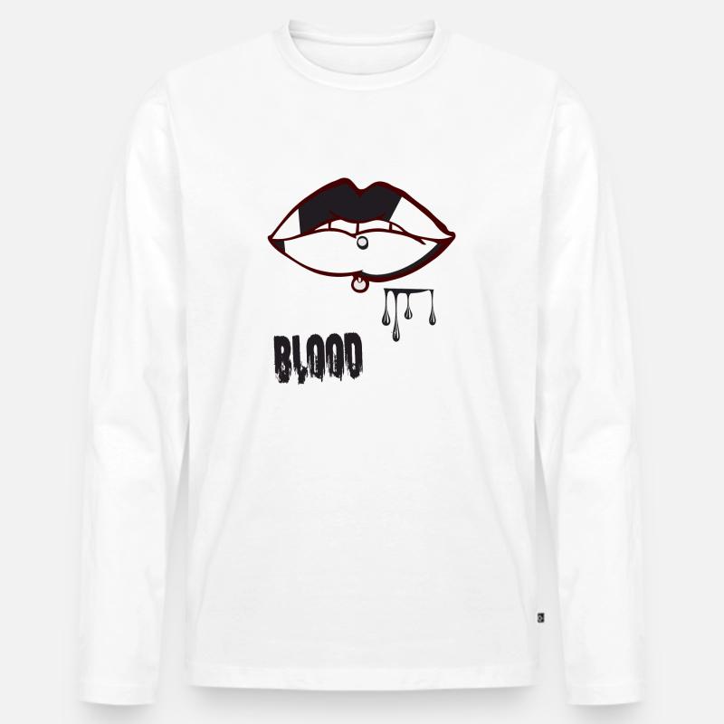 Piercing & Blut - Männer Premium Bio Langarmshirt - Weiß
