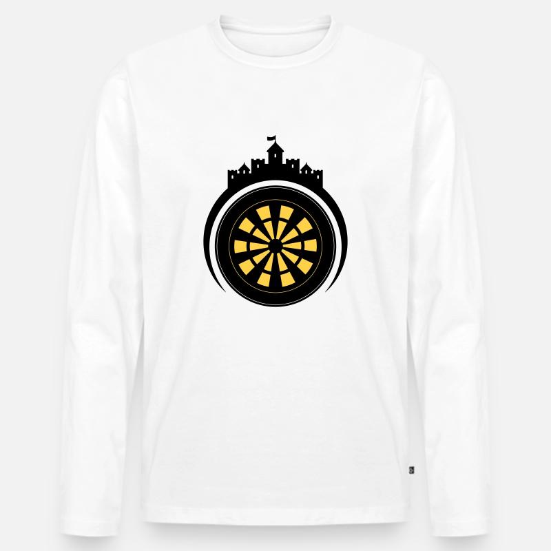 Dart Castle Emblem - Männer Premium Bio Langarmshirt - Weiß