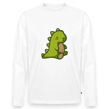 Süßer Dinosaurus, der wie ein Teddybär aussieht - Männer Premium Bio Langarmshirt - Weiß - Vorne - Nico (187cm)