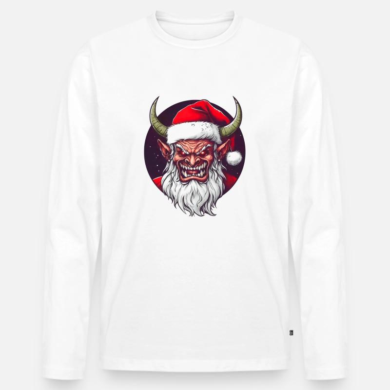 Weihnachtsdämon - Männer Premium Bio Langarmshirt - Weiß