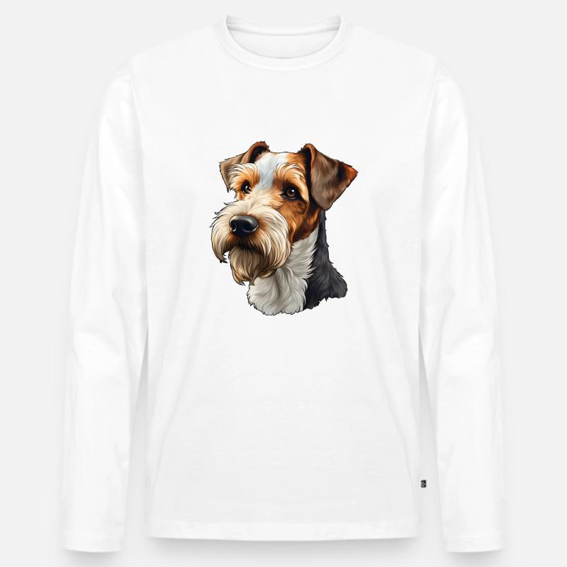 Drahthaar Foxterrier - Männer Premium Bio Langarmshirt - Weiß