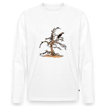 Corbeau et Pin - T-shirt manches longues Premium bio Homme - blanc - Devant - Nico (187cm)