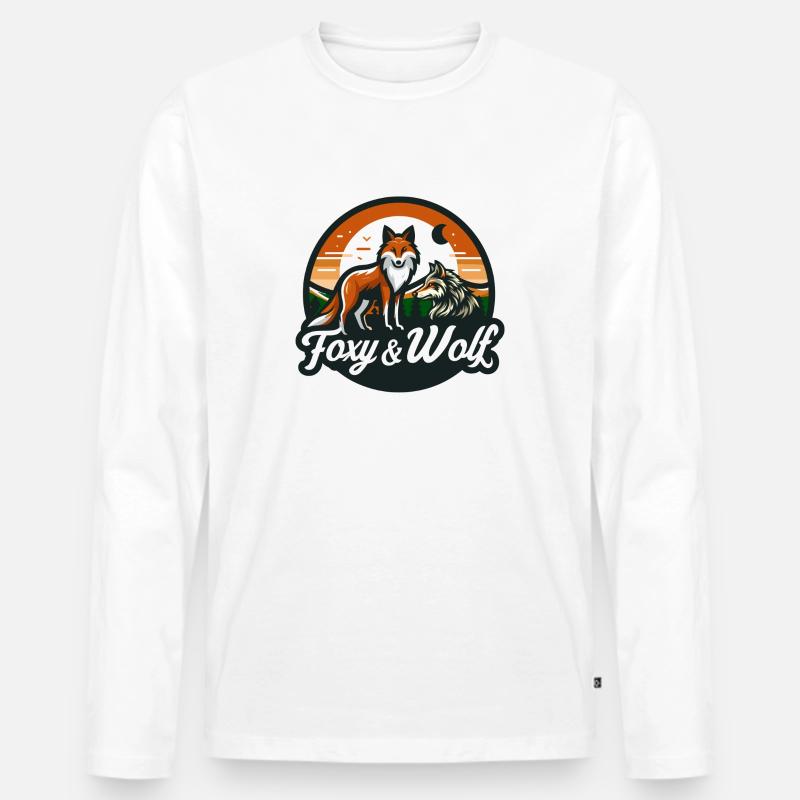 FOXY AND WOLF 4 - Männer Premium Bio Langarmshirt - Weiß