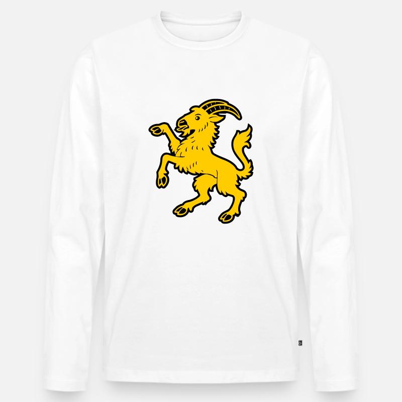 Hälsinge Ziege - Männer Premium Bio Langarmshirt - Weiß