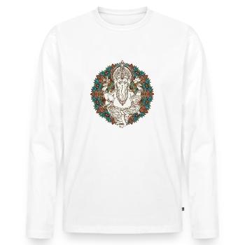 Ganesha - Men's Premium Organic Long Sleeve Shirt - white - Front - Nico (187cm)