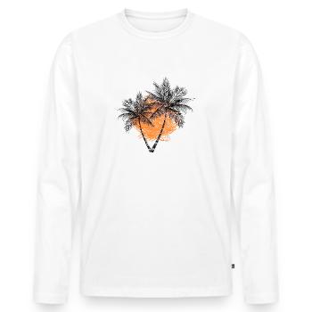 Palmen - Männer Premium Bio Langarmshirt - Weiß - Vorne - Nico (187cm)