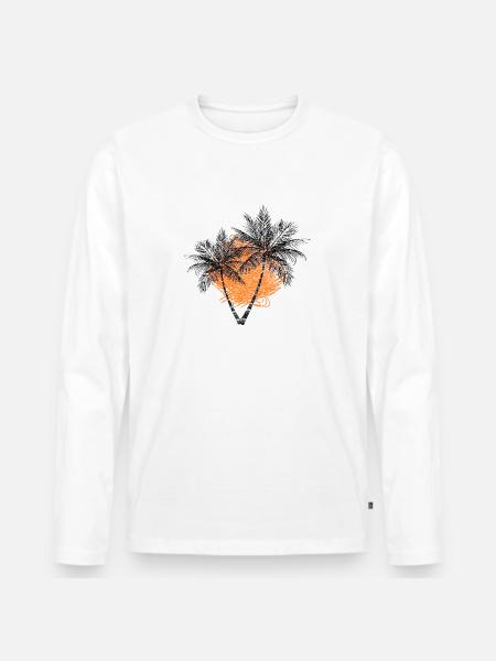 Palmen - Männer Premium Bio Langarmshirt - Weiß