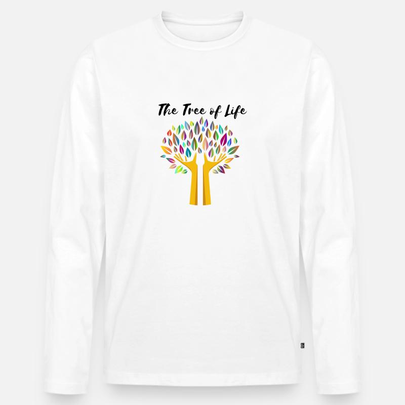 Der Baum des Lebens - Männer Premium Bio Langarmshirt - Weiß