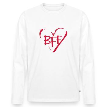 BFF Verrückte Beste Freunde Für Immer Crazy Herz - Männer Premium Bio Langarmshirt - Weiß - Vorne - Nico (187cm)