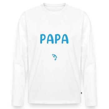 Super papa pêcheur cadeau homme pêche père - T-shirt manches longues Premium bio Homme - blanc - Devant - Nico (187cm)
