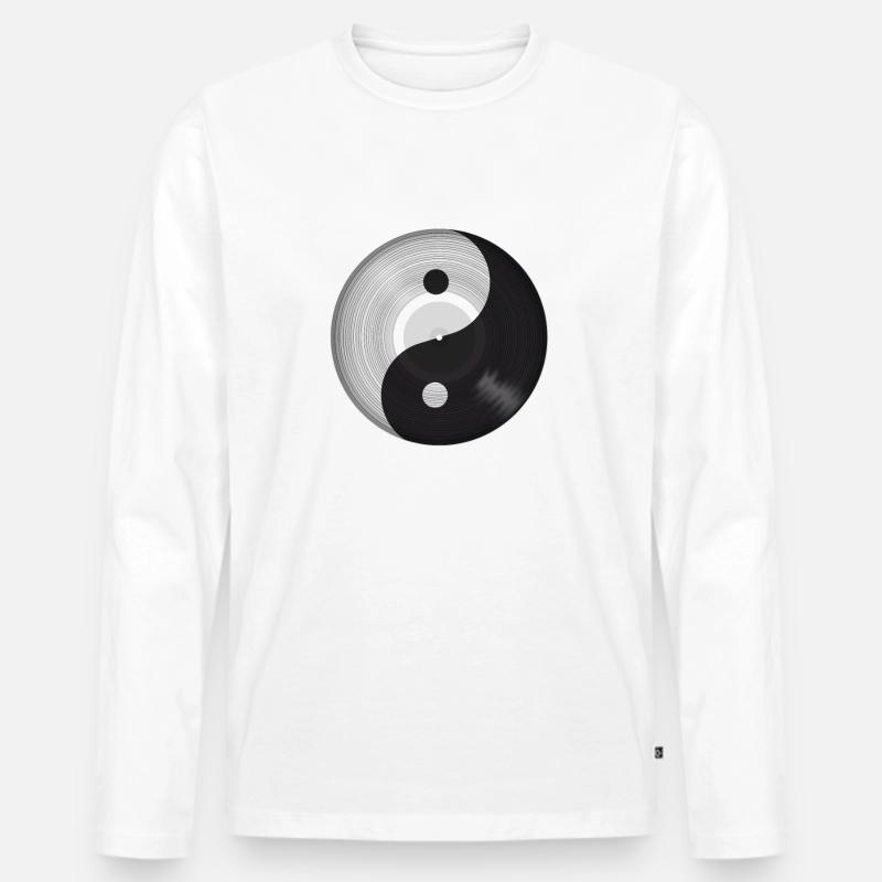 Yin Yang Musik Schallplatte - Männer Premium Bio Langarmshirt - Weiß