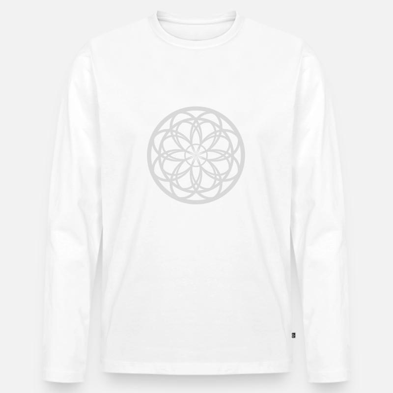 Blume des Lebens - Männer Premium Bio Langarmshirt - Weiß