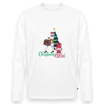 Faultier und Gnome reiten Lama Weihnachtsmütze - Männer Premium Bio Langarmshirt - Weiß - Vorne - Nico (187cm)