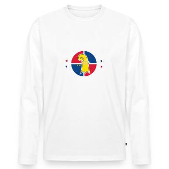 BASEL - Männer Premium Bio Langarmshirt - Weiß - Vorne - Nico (187cm)