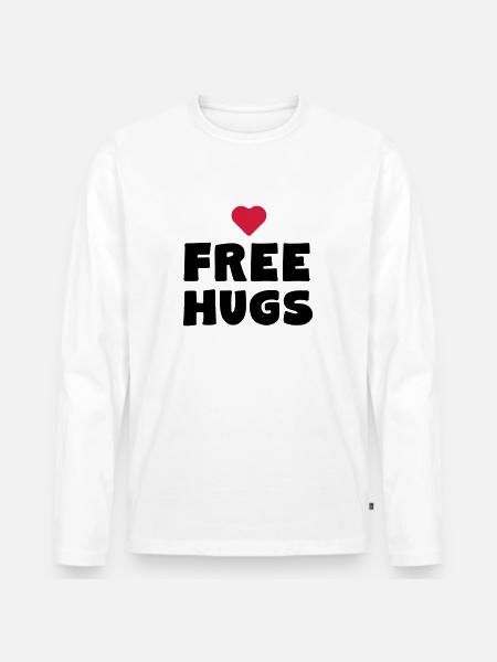 Free Hugs - Männer Premium Bio Langarmshirt - Weiß