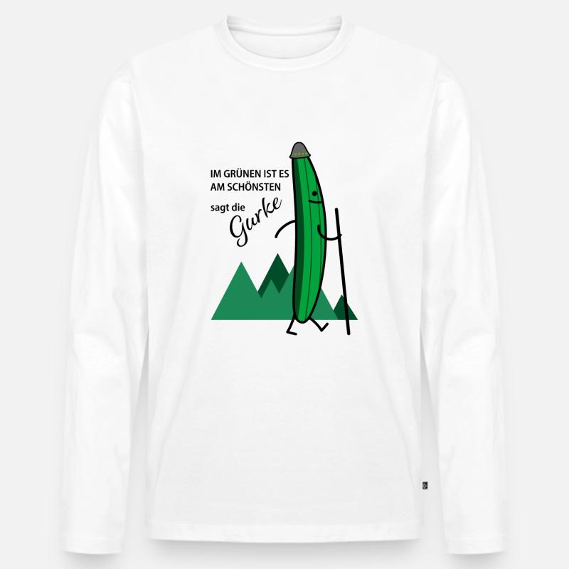 Wandernde Gurke (c) - Männer Premium Bio Langarmshirt - Weiß