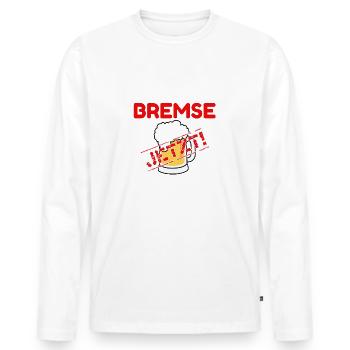 Bierpreisbremse - Jetzt! - Männer Premium Bio Langarmshirt - Weiß - Vorne - Nico (187cm)