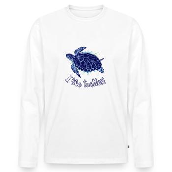 I Like Turtles Schildkröten Wasserschildschröte - Männer Premium Bio Langarmshirt - Weiß - Vorne - Nico (187cm)