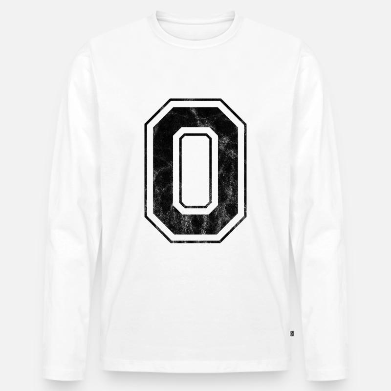 Anzahl 0 - Männer Premium Bio Langarmshirt - Weiß