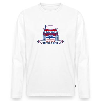 HUH! Arctic #15 (Full Donation) - Männer Premium Bio Langarmshirt - Weiß - Vorne - Nico (187cm)