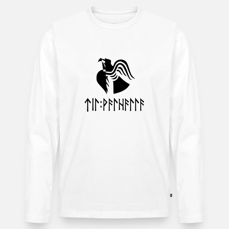 Til Valhalla in Runen - Männer Premium Bio Langarmshirt - Weiß