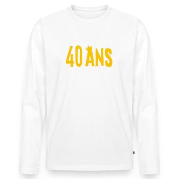 40 ANS Je sais, je ne fais pas mon âge (humour HF) - T-shirt manches longues Premium bio Homme - blanc - Devant - Nico (187cm)
