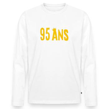 95 ANS Je sais, je ne fais pas mon âge (humour HF) - T-shirt manches longues Premium bio Homme - blanc - Devant - Nico (187cm)