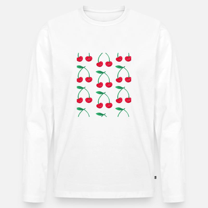 Kirsche-Liebe - Männer Premium Bio Langarmshirt - Weiß