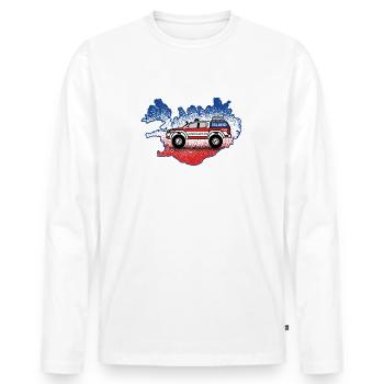HUH! 4x4 #29 (Full Donation) - Men's Premium Organic Long Sleeve Shirt - white - Front - Nico (187cm)