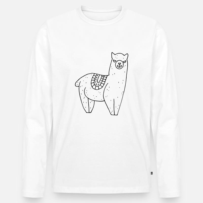 Alpaka mit Decke - Männer Premium Bio Langarmshirt - Weiß
