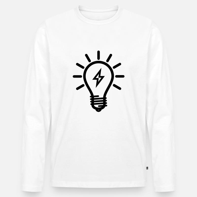Glübirne mit Blitz - Männer Premium Bio Langarmshirt - Weiß