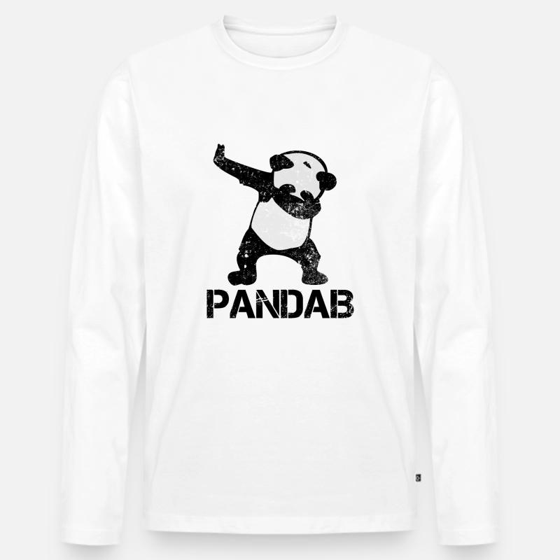 Dabbing Panda - Männer Premium Bio Langarmshirt - Weiß