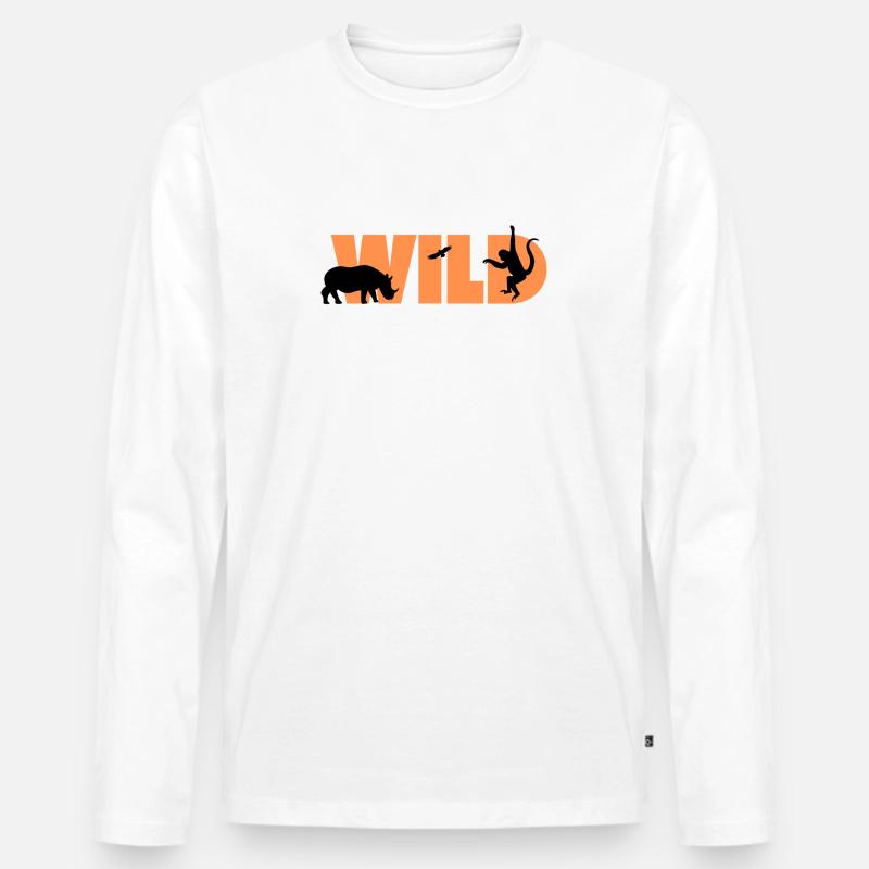 Wildzeit - Männer Premium Bio Langarmshirt - Weiß