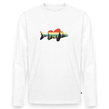 Angler Zander angeln fischen Fischer Geschenk - Männer Premium Bio Langarmshirt - Weiß - Vorne - Nico (187cm)