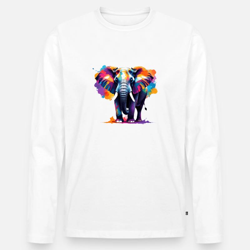 Elefant,Graffiti, bunt, Malerei - Männer Premium Bio Langarmshirt - Weiß