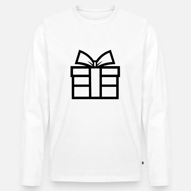 Geschenk-Icon-Box - Männer Premium Bio Langarmshirt - Weiß