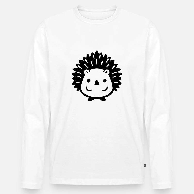 Igel - Männer Premium Bio Langarmshirt - Weiß