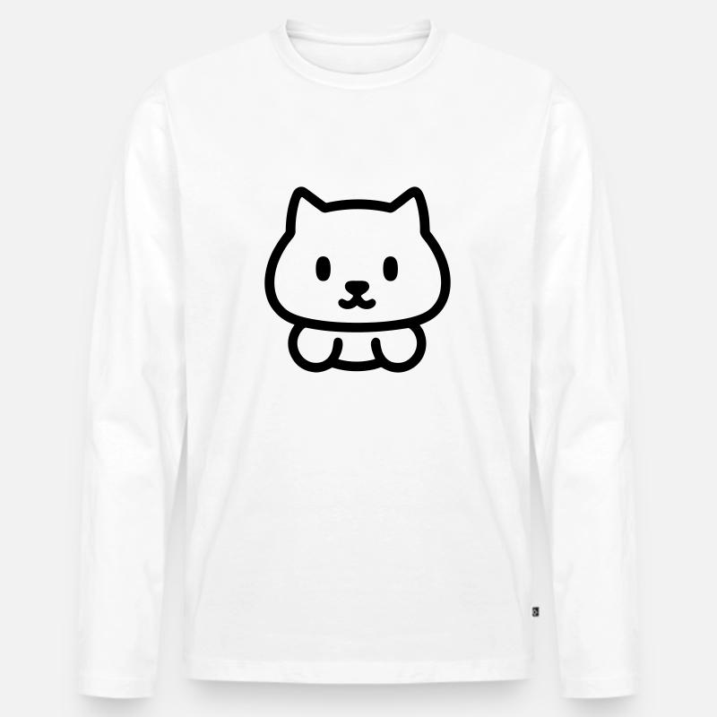 Katze - Männer Premium Bio Langarmshirt - Weiß