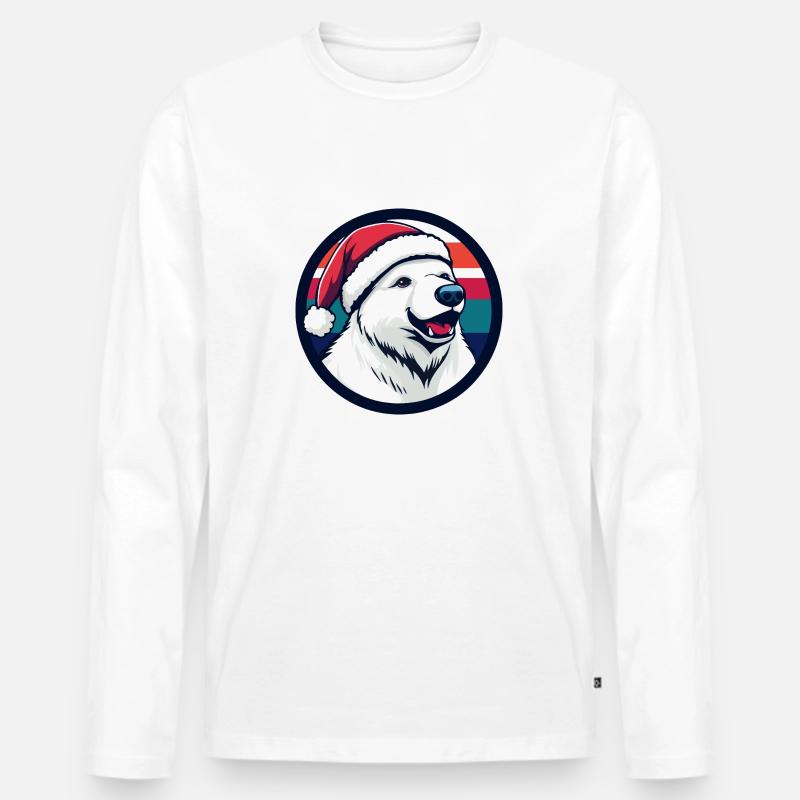 Eisbär Weihnachten Tier - Männer Premium Bio Langarmshirt - Weiß